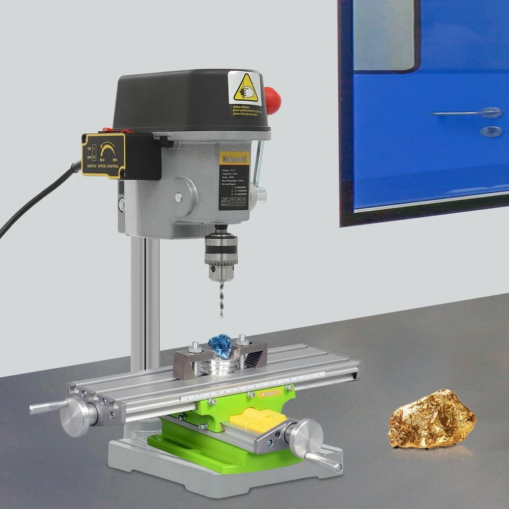340W Mini Benchtop Drill Press, 3 Speed Adjustable, for Drilling Iron,Wood,Shell
