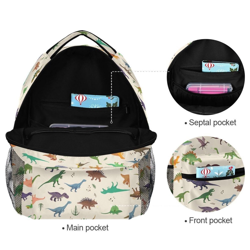 Dinosaur Pattern Backpack School Bag Travel Daypack Rucksack for Students