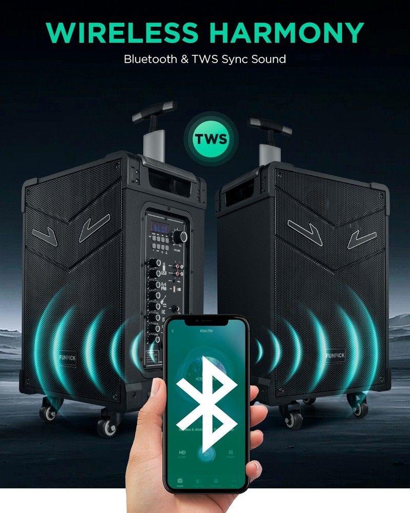 Karaoke Machine - Bluetooth Speaker with Wireless Microphone