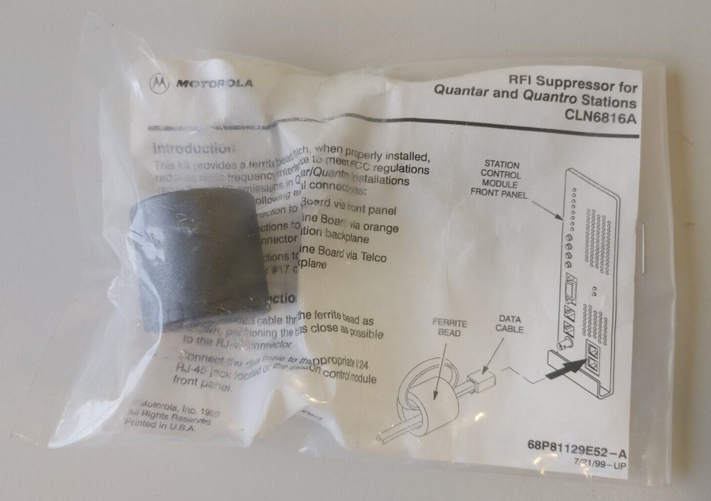 New Sealed Motorola RFI Suppressor for Quantar/Quantro Stations CLN6816A