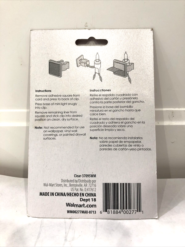 New Holiday Time 25 Mini Light Clips with Adhesive