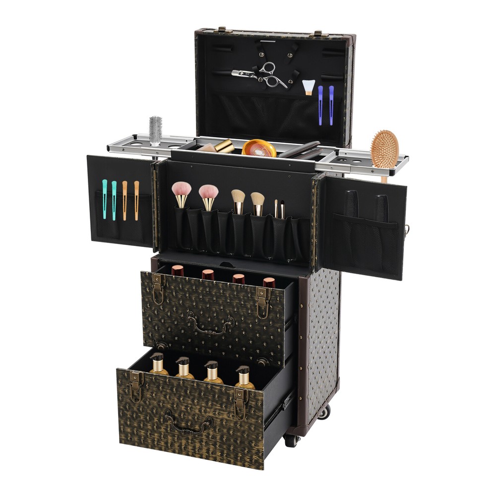 Rolling Lockable Makeup Train Case Organizer Trolley Lockable Professional