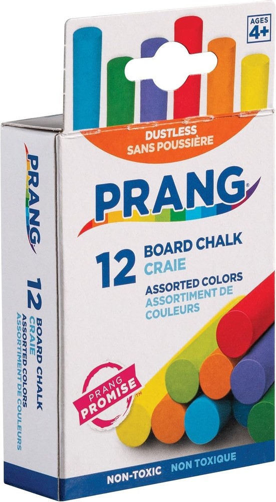 Board Chalk, Assorted Colors, 12 Count