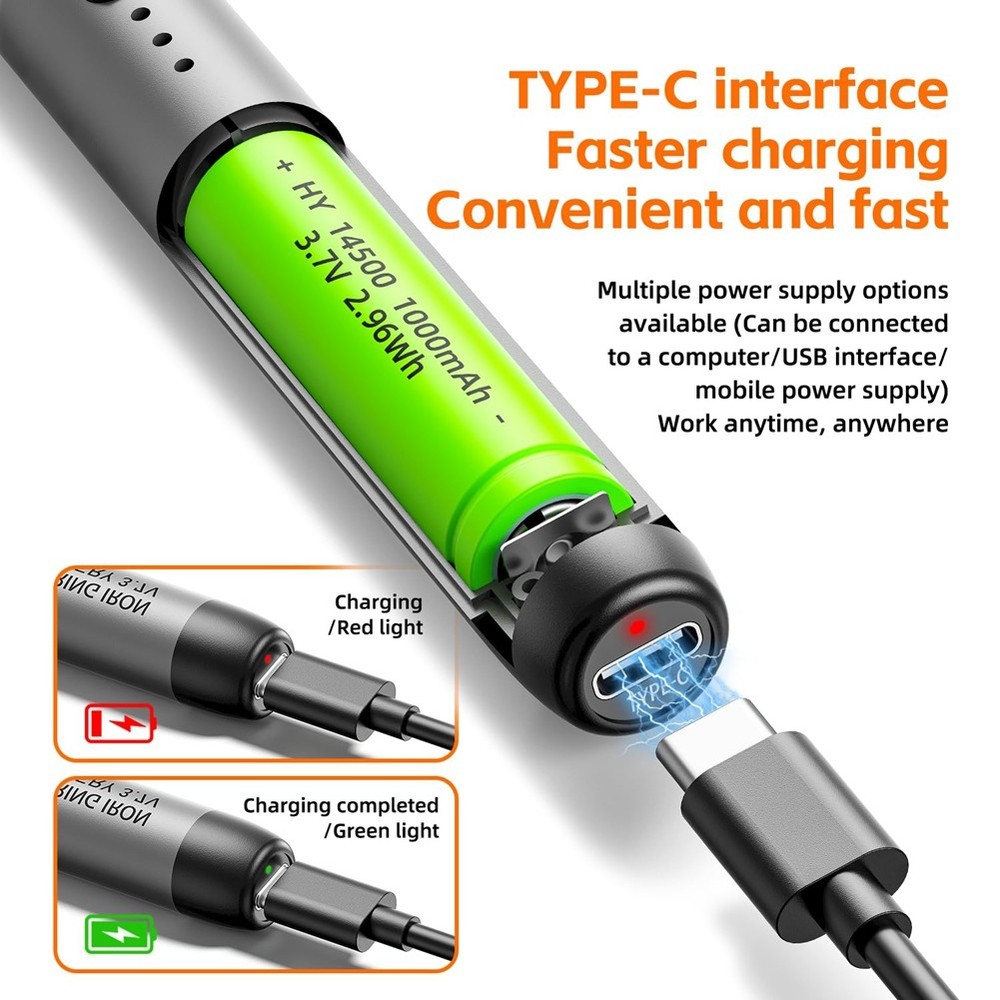 Cordless USB Digital Soldering Iron Adjustable Temperature Type-C Interface3775
