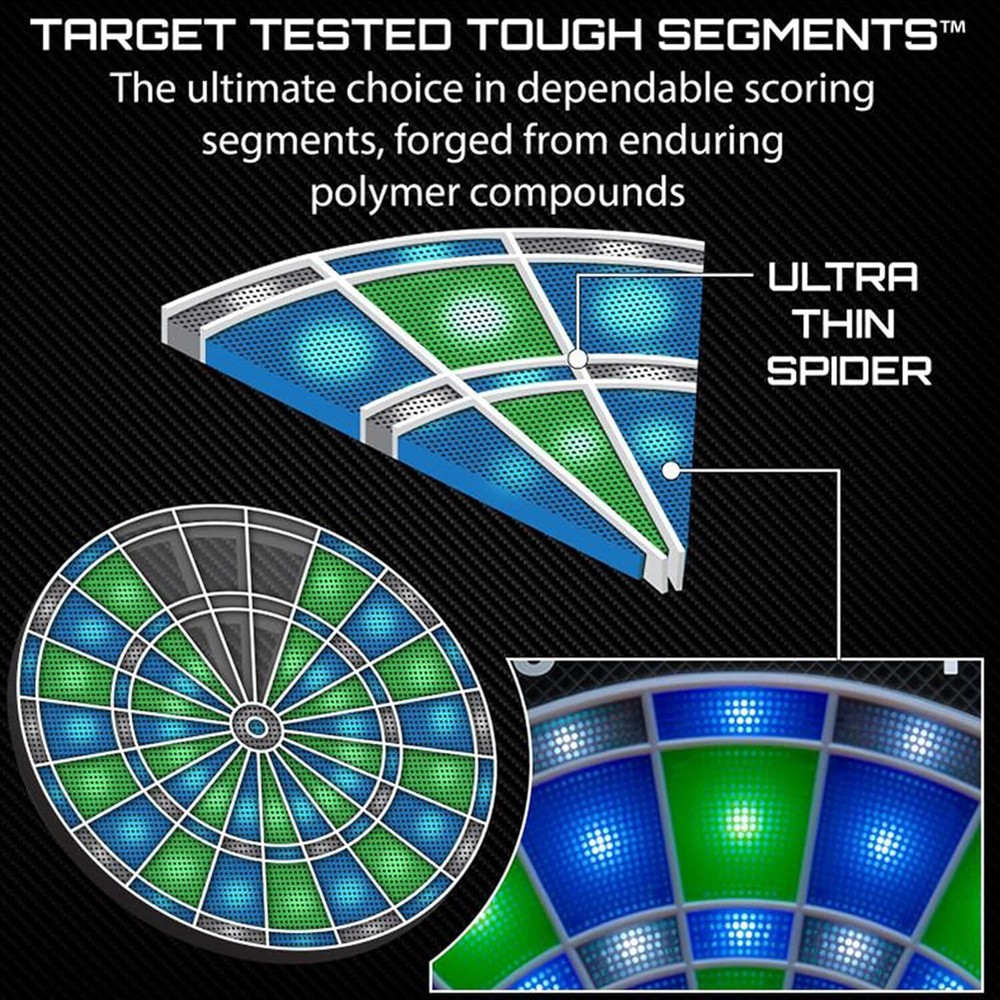 Ion Electronic Dartboard, Illuminated Segments, Light Based Games