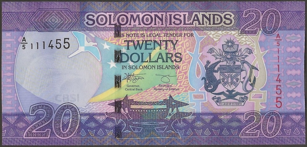 Solomon Islands P34b B223b 20 Dollars 2021 A/5 Prefix @ EBS