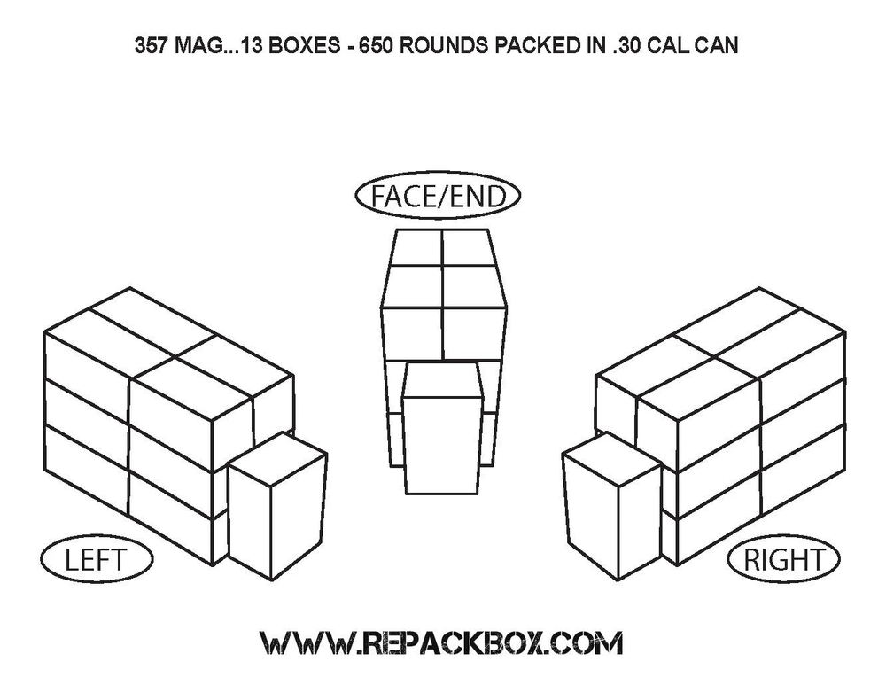 REPACKBOX® 100 BOX BUNDLE - Military Cardboard 357 MAGNUM Ammo Box