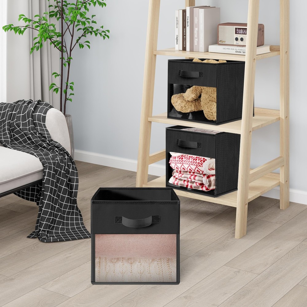 Storage Cubes, 13 Inch Cube Storage Bins With Clear Window, 6 Pack, Foldable ...