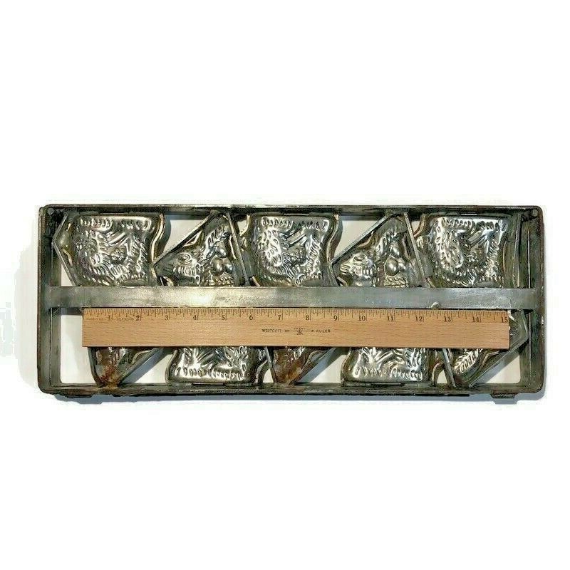Antique Easter Bunny Chocolate Molds Caged Hinged Rabbit Candy 5 Five 18"x7"x2"