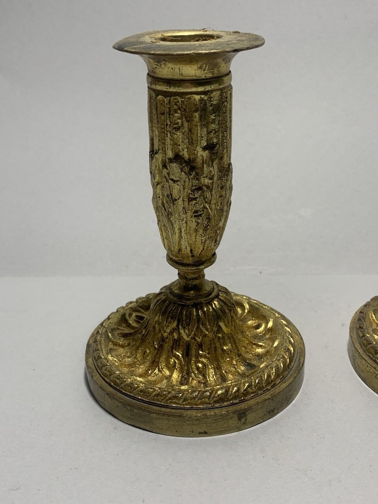 Pair of Gilded Bronze Candle Holders