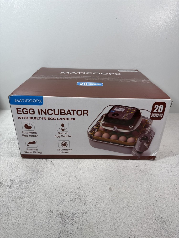 MATICOOPX 20 Egg Incubator w/ Humidity Display Egg Candler Automatic Egg Turner