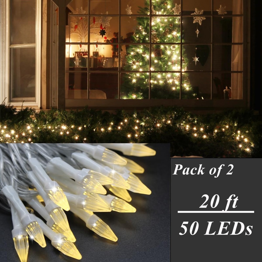2 Pack 20ft Battery Operated String Lights with Remote, 50 LEDs Mini Twinkle ...