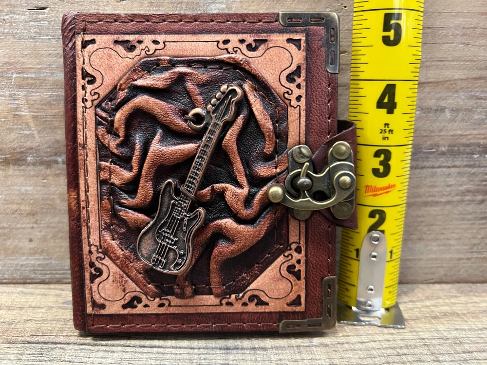 Guitar Handcrafted Leather Journal 5" x 4"