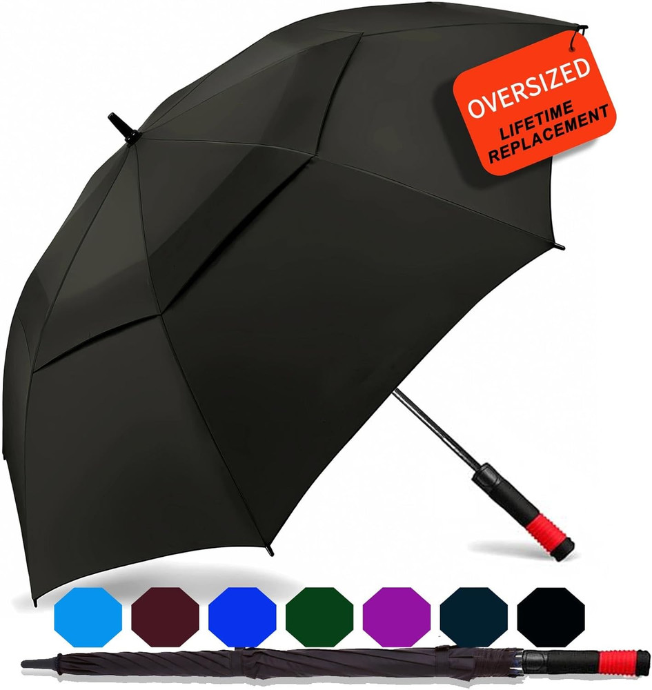 Large 62/68/72 Inch Automatic Open Golf Umbrella, Double Canopy, Windproof