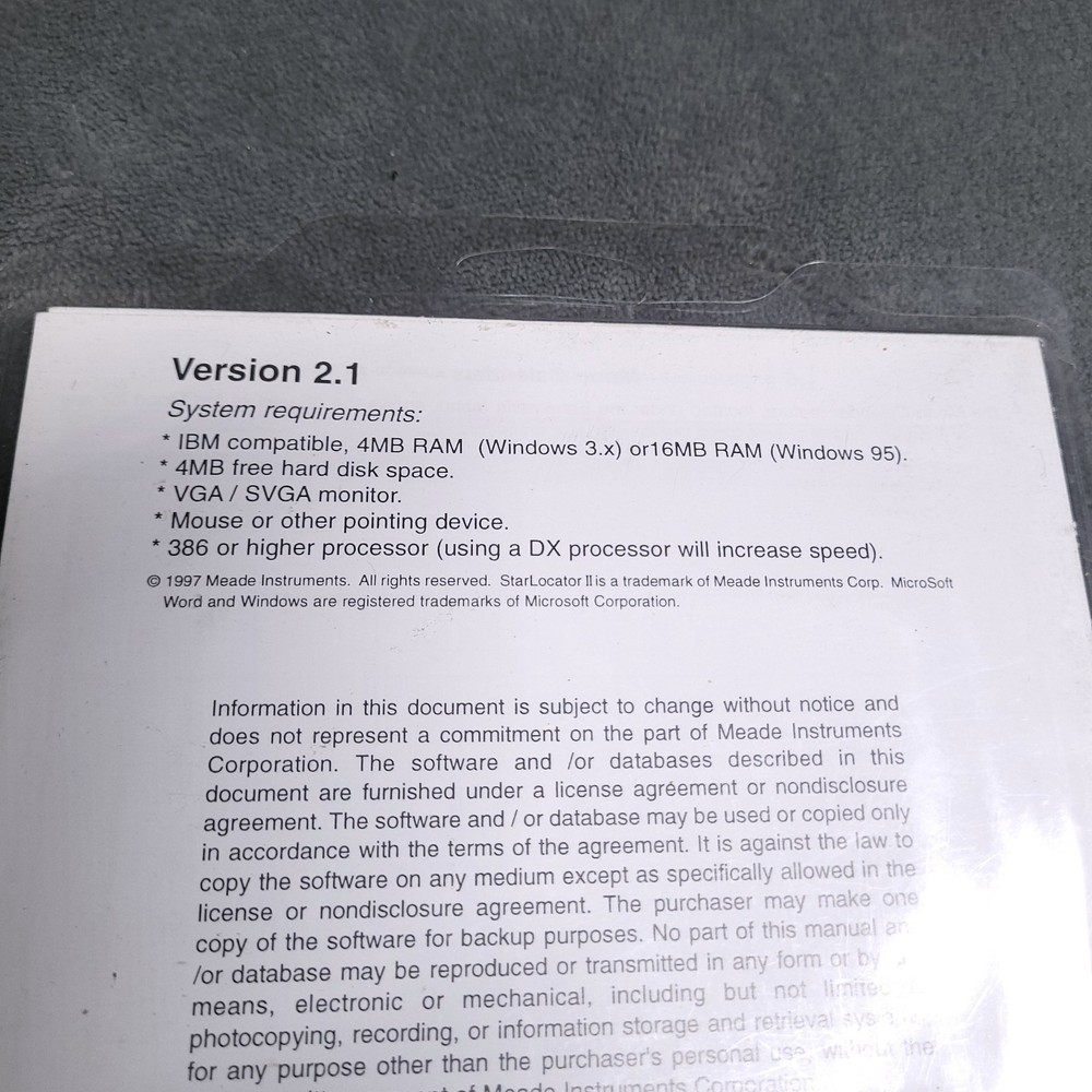 Vintage Star Locator 2 Program Floppy Disk Astronomy Software Meade Space