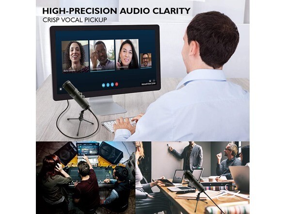 Pyle USB Plug & Play Computer Microphone, For Podcast Gaming & Streaming, Black