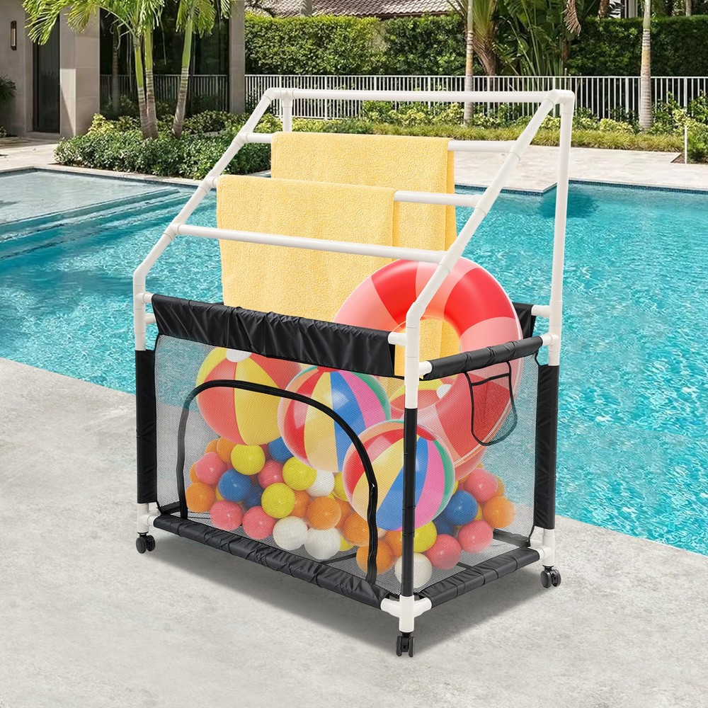 Rolling Pool Noodle Storage Organizer Bin Mesh Organizer Pool Storage Bin