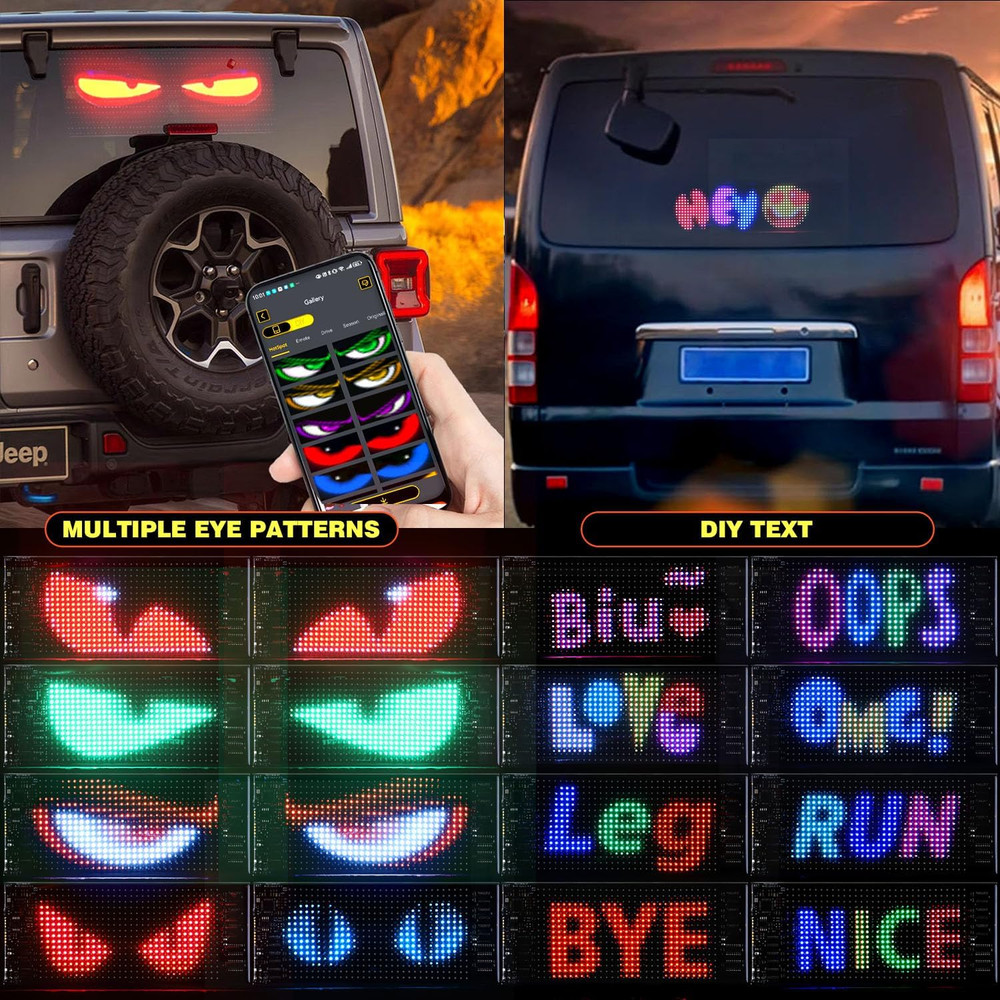 2PCS Devil Eyes Car LED Display, App Controlled 7x3” Flex Programmable Lights