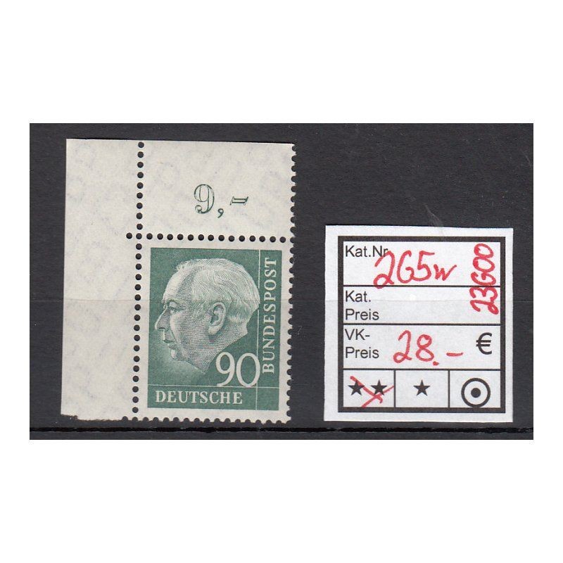 Bund 1957, Michel-No.: 265 with Corner Margin