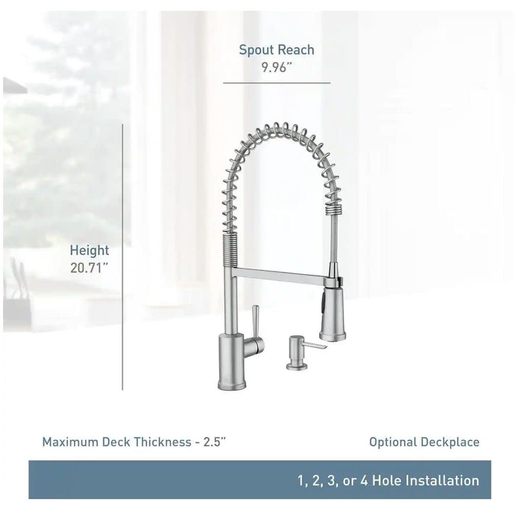 Moen 87194SRS Indi Single-Handle Pre-Rinse Spring Pulldown Sprayer Kitchen