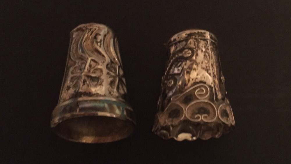 Mexican Vintage Silver Thimbles X 2