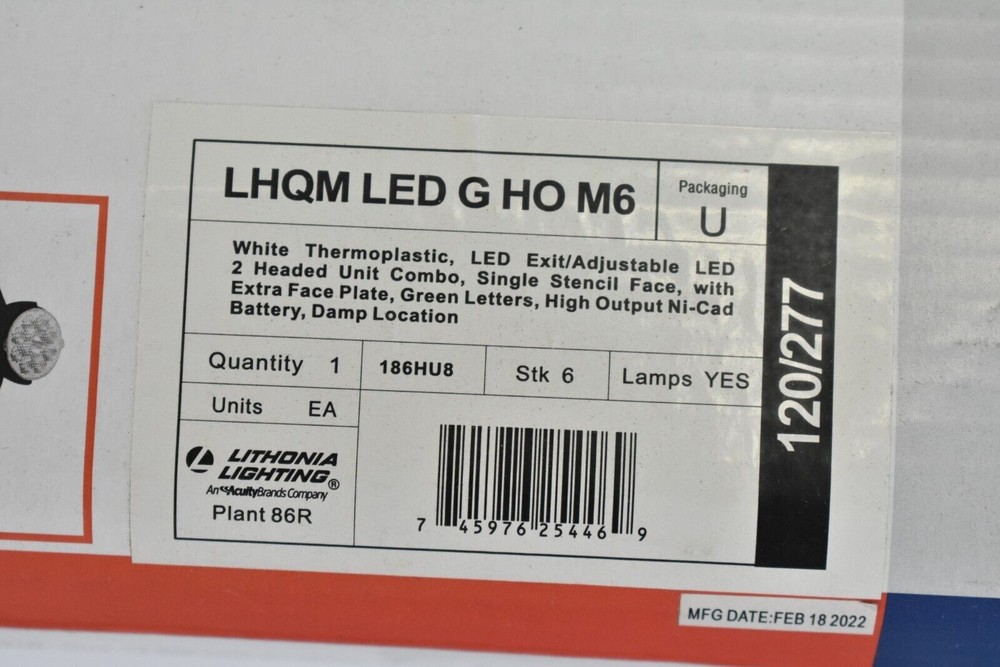 Lithonia Lighting LHQM LED M6 Exit & Emergency Light Combo White Thermoplastic