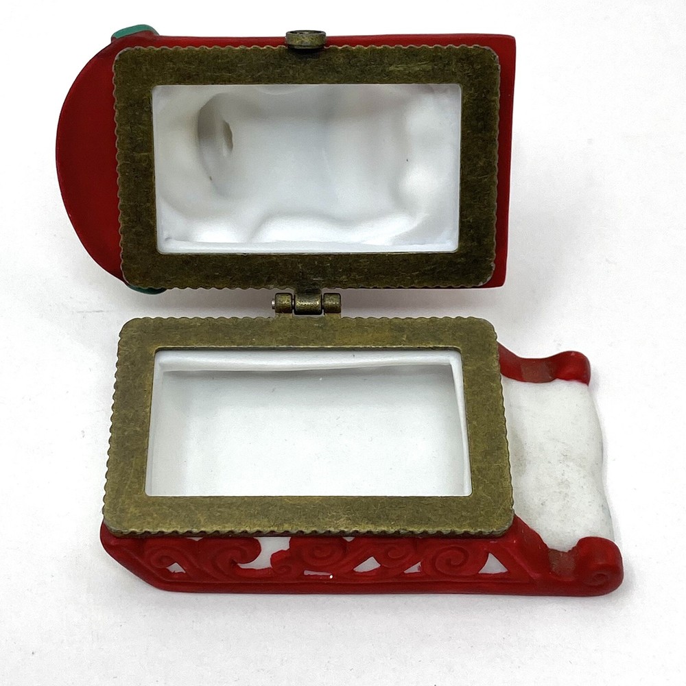 Vintage Trinket Box ELF HEADFIRST ON SLED Dept 56