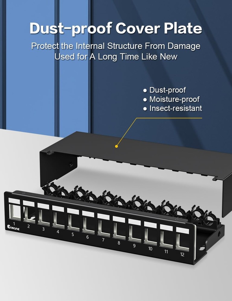 Patch Panel 12 Port Blank Keystone Patch Panel STP&UTP Compatible with LC/SC/...