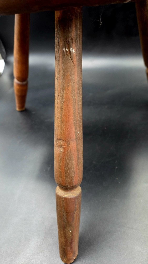 Primitive Milking Stool 3 Leg Dowled Handtooled Hardwood