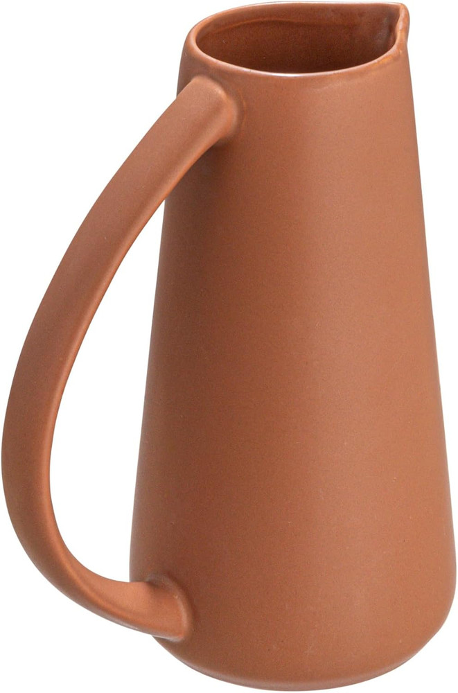 Modern Stoneware Pitcher, Matte Terracotta