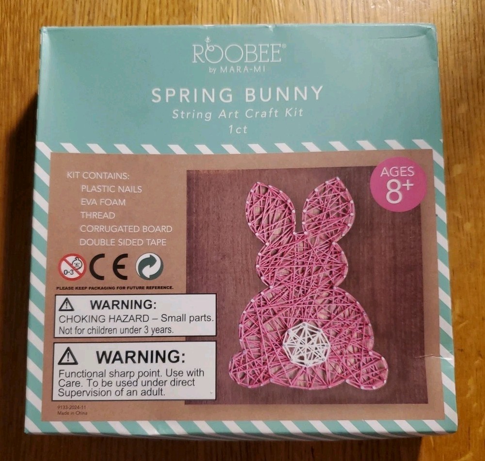 Roobee By Mara-mi Spring Pink Easter Bunny Rabbit 🐰 🐇 String Art Craft Kit