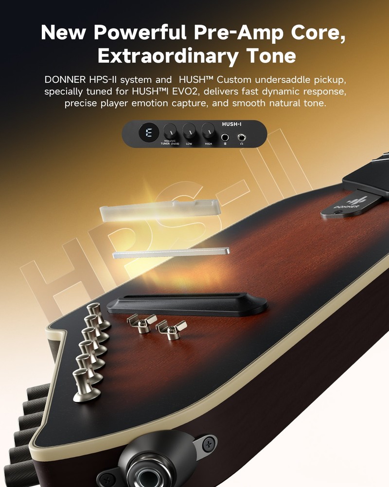 Donner HUSH I EVO 2 Acoustic Electric Guitar Bundle | Sunburst