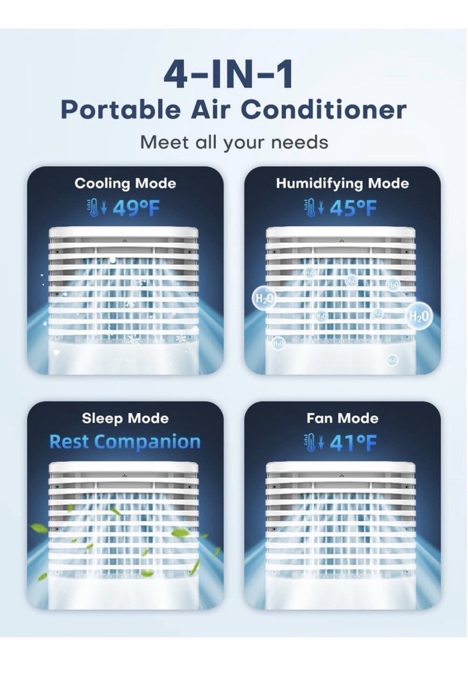 Portable Ventless Air Conditioner, Water Cooling, Remote, Timer, 1620 CFM, 300 …