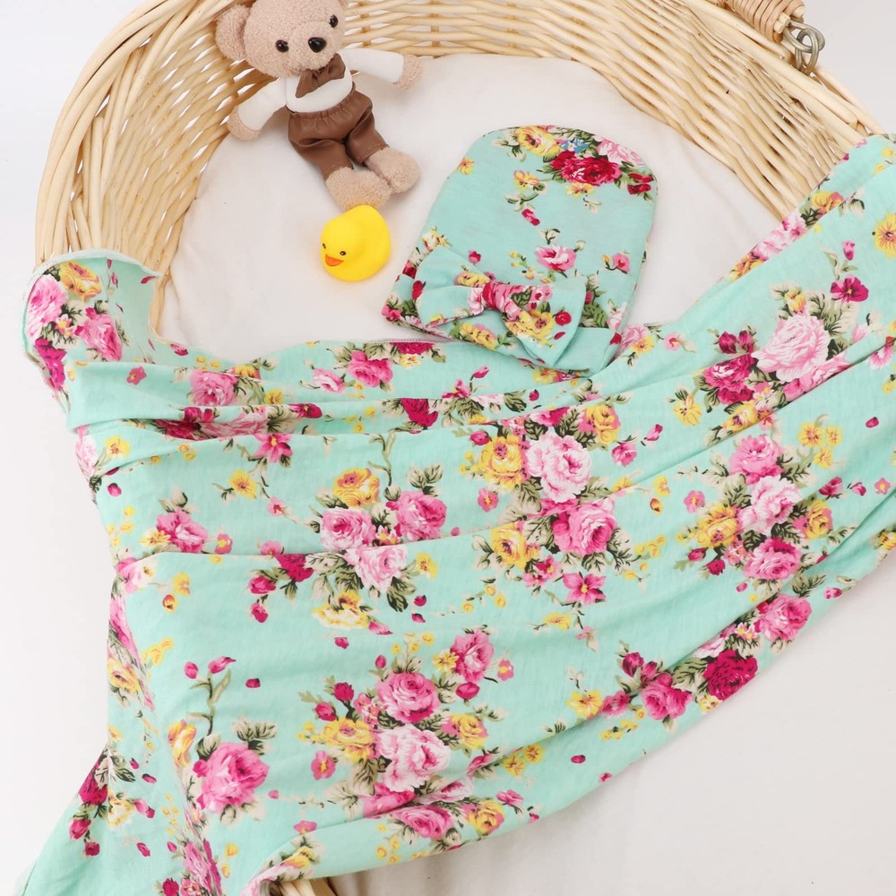 DRESHOW One Size, 3 Sets Printed: Bow Hat + Blanket (Black, Pink, Green)