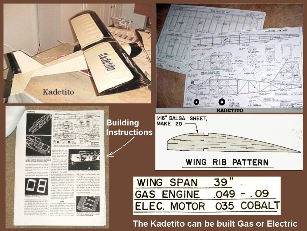 RC Plans and Patterns + instructions KADETITO ideal beginners model Wingspan 39"