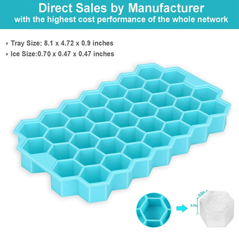 Ice Cube Trays with Lids 2 Pack Easy-Release Silicone and Flexible 74 Ice Cube