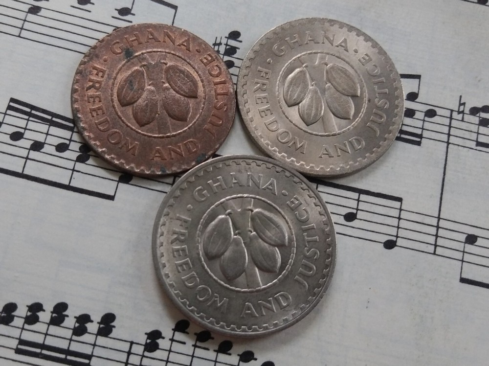 GHANA 3 x 20 pesewas 1967 KM17 Normal one + 2 DRAMATIC ERRORS: please READ BELOW