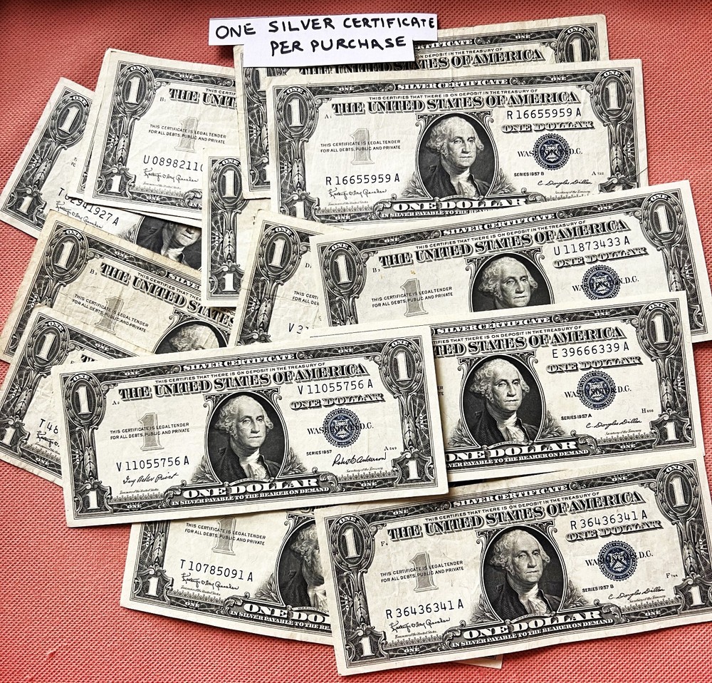 $1 SILVER CERTIFICATE ABOUT UNCIRCULATED DOLLAR OLD MONEY, 1 PURCHASE = ONE NOTE
