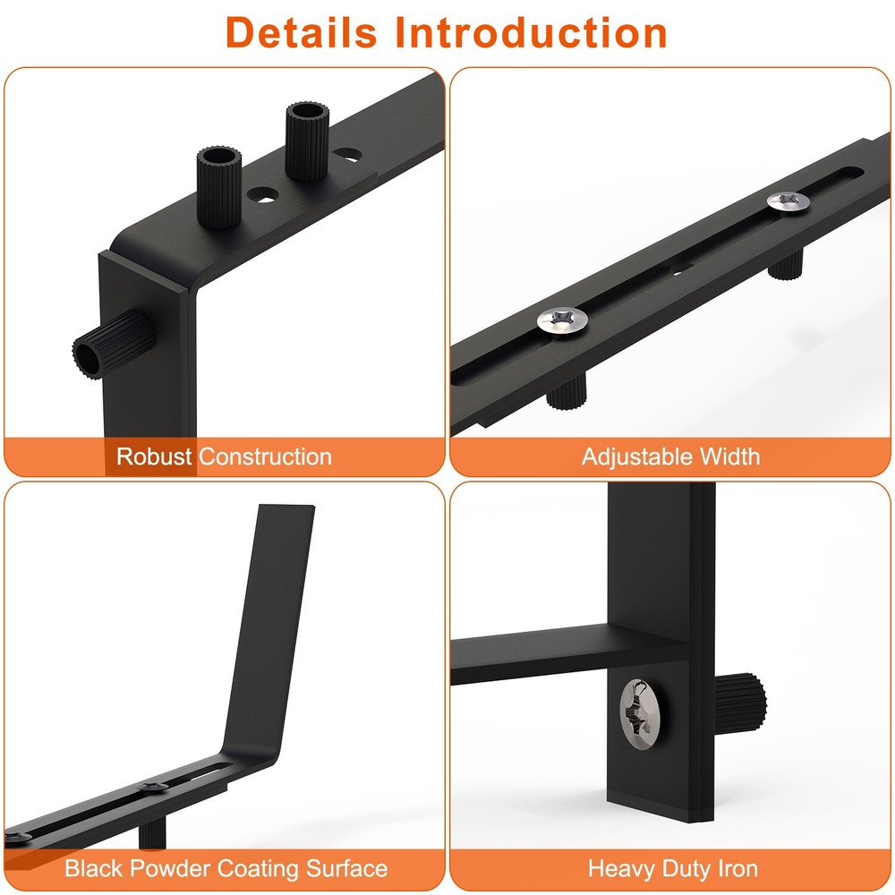 4PACK Window Box Holders Adjustable Planter Box Iron Brackets Flower Box Outdoor