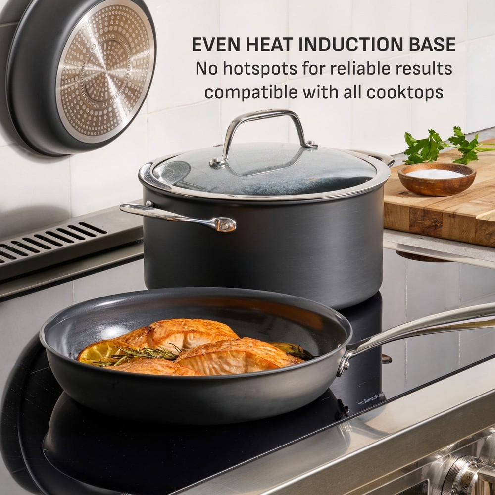 Hard Anodized Sauté Pan 3 Quart Black with Ceramic Nonstick Interior