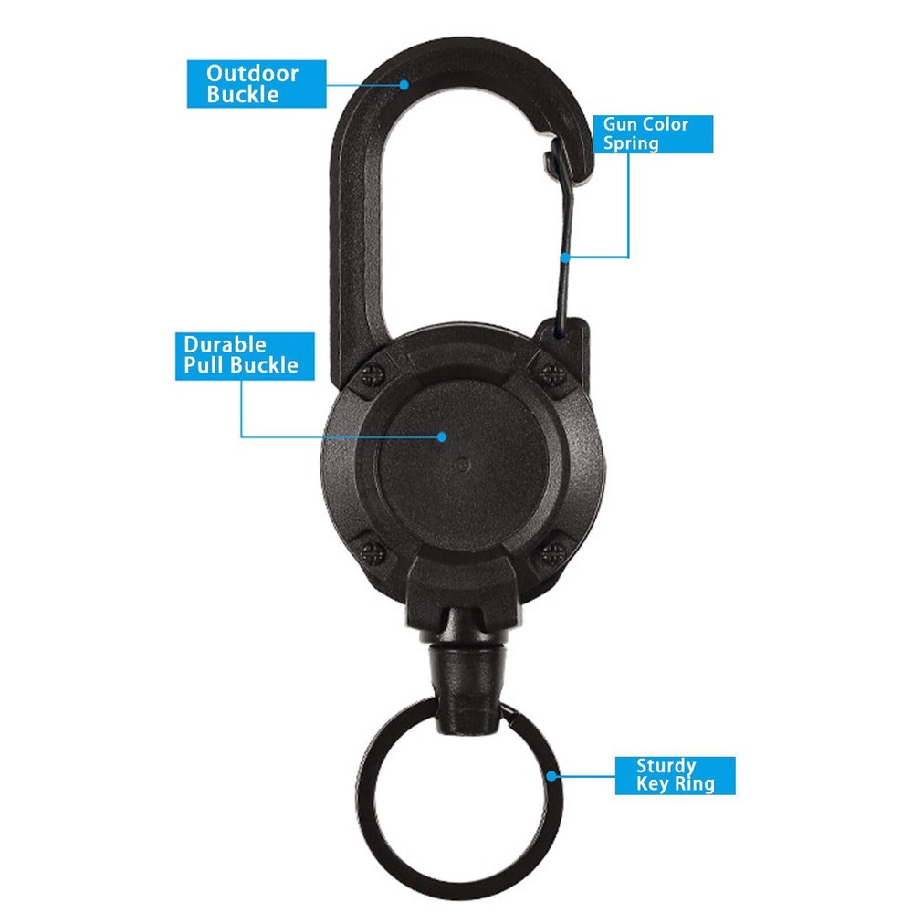 4× Retractable Key Chain Heavy Duty Wire Rope Buckle Multi-Function Key Chain