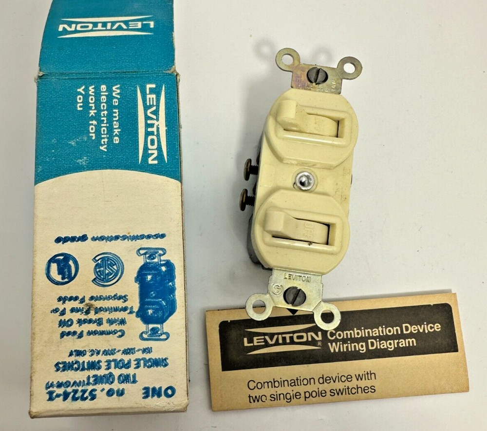 Leviton 5224-1 Single Pole Switch TWO SWITCHES Quiet