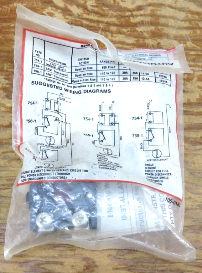 White Rodgers 754-1 Electric Water Heater Limit switch