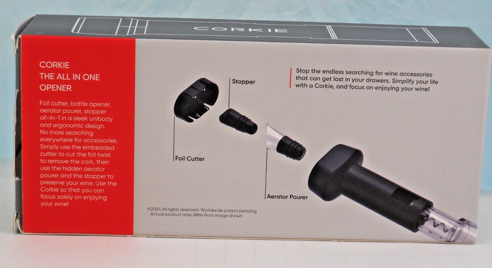Corkie Multi-Function Manual Wine Bottle Opener - New
