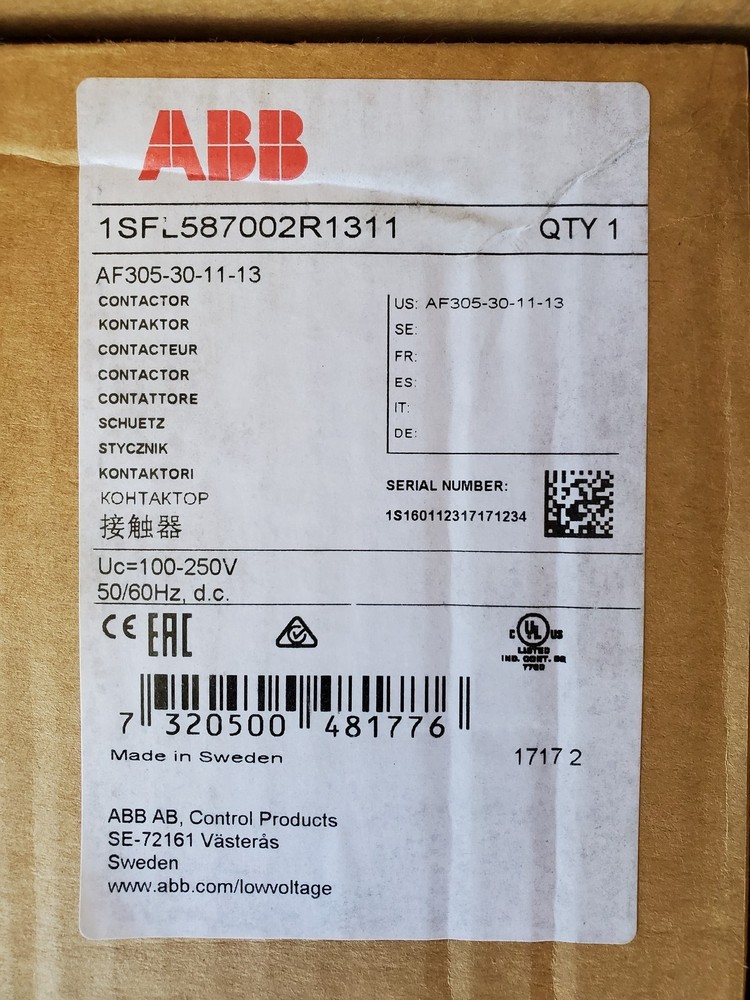 CONTACTOR 400A 600V, ABB AF305-30-11-13