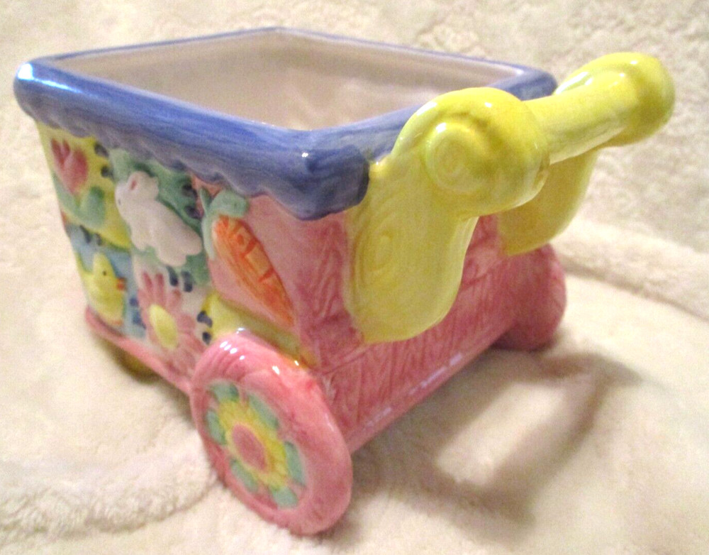 Easter/Baby~Ceramic Cart Planter~Easter Collection~Early 2000