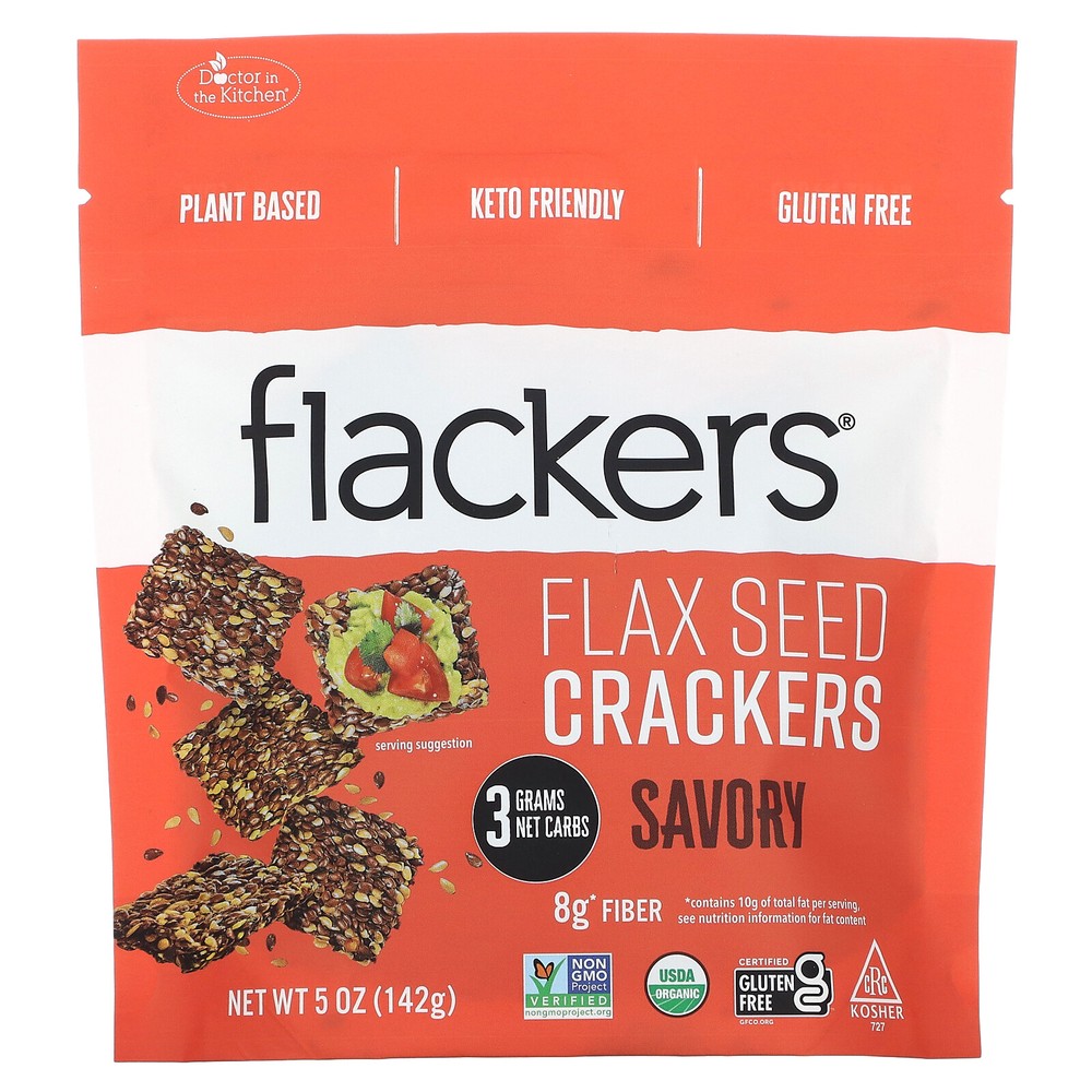 Flax Seed Crackers, Savory, 5 oz (142 g)
