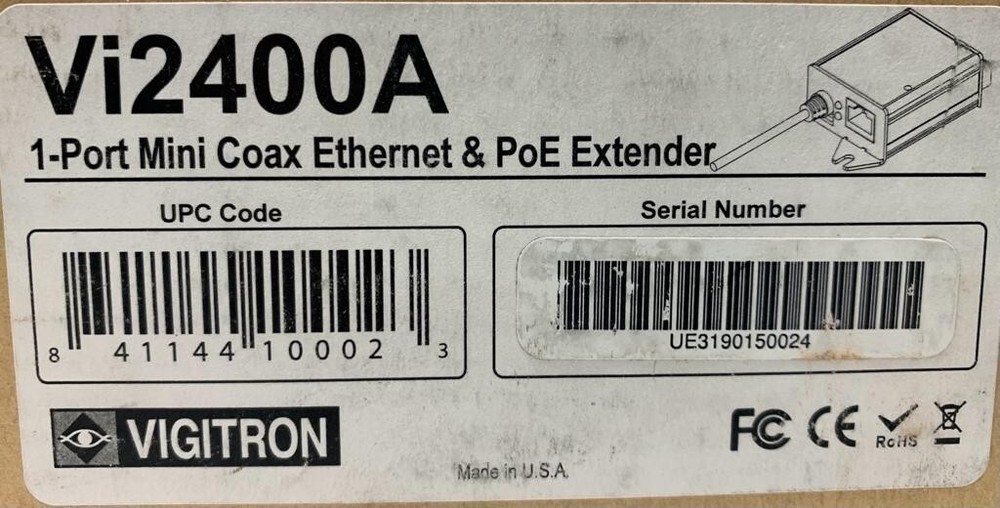 Vigitron Vi2400A Mini Coax Ethernet & PoE Extender