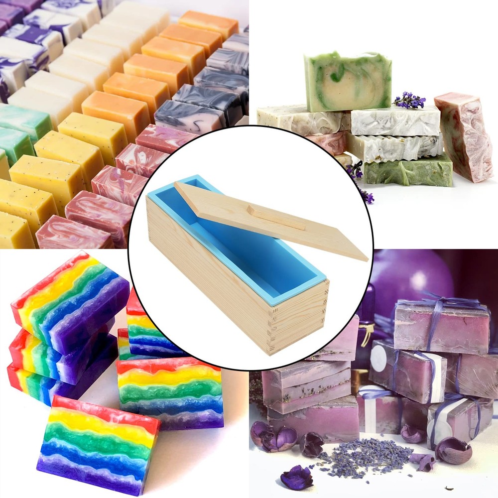 3 Set 42 oz Silicone Soap Molds, Rectangular Bar Loaf Soap Making Mold Kit with