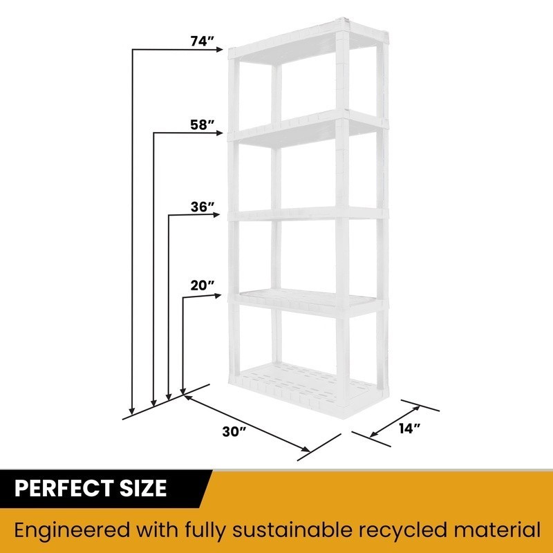 5-Tier Plastic Storage Shelving Unit Easy Assemble Lightweight Durable Organizer